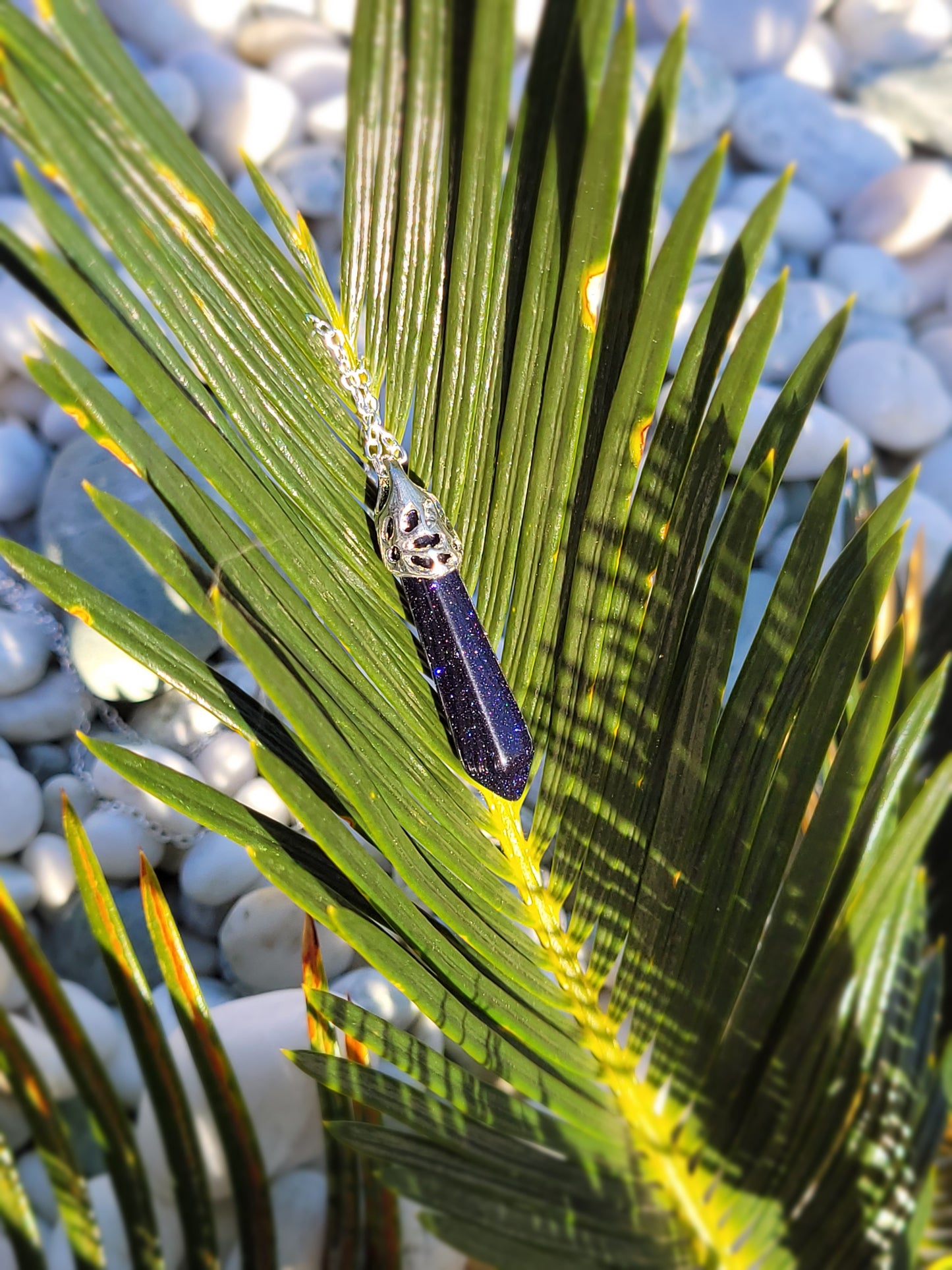 Black Obsidian crystal & silver chain necklace