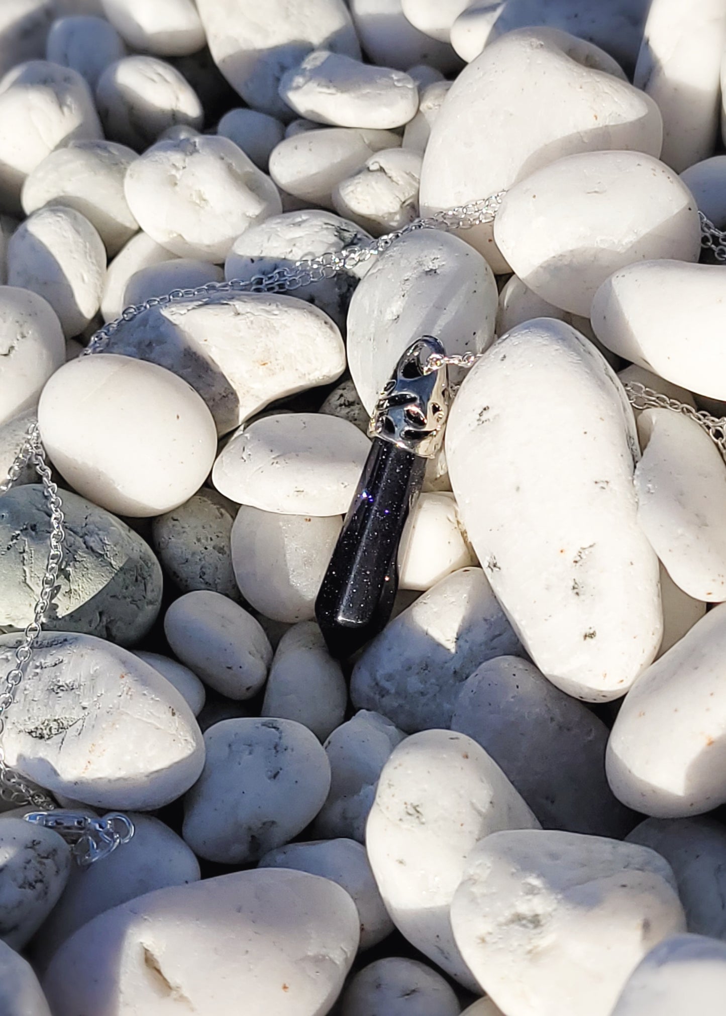 Black Obsidian crystal & silver chain necklace