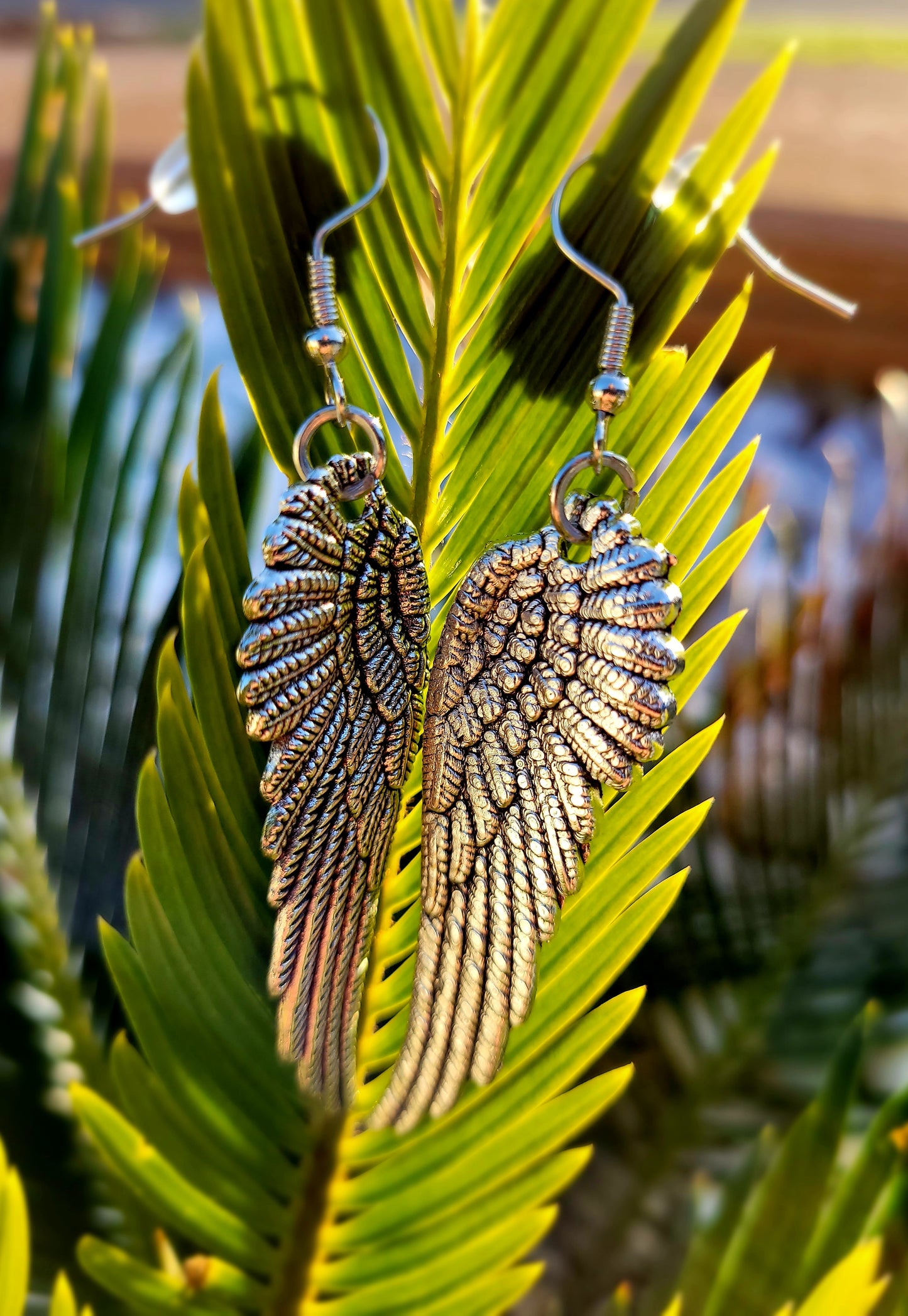 Sliver Vintage Style Angel Wing Earrings