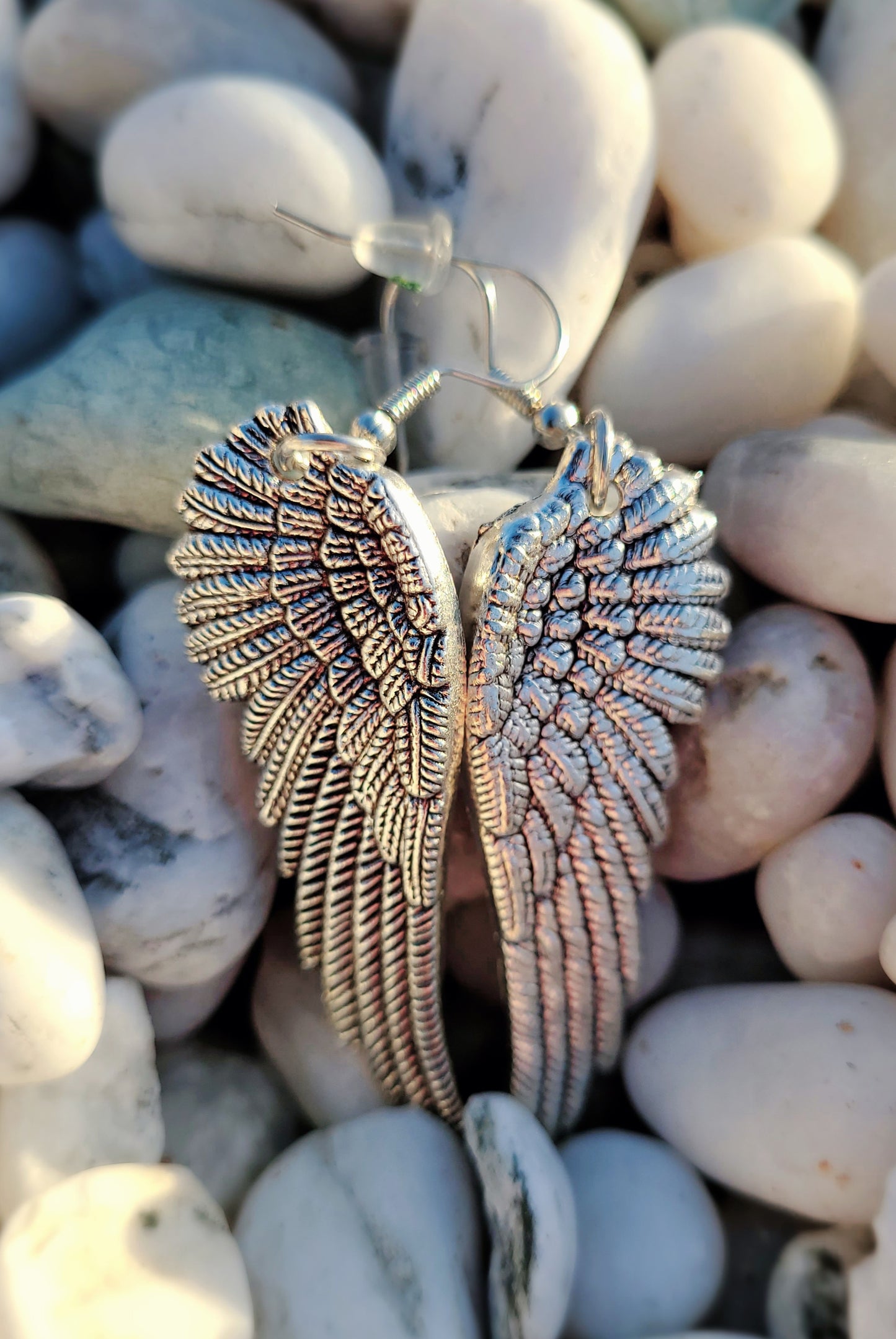 Sliver Vintage Style Angel Wing Earrings