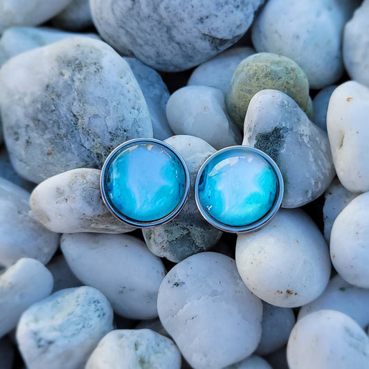 Turquoise & White Swirl Stud Earrings