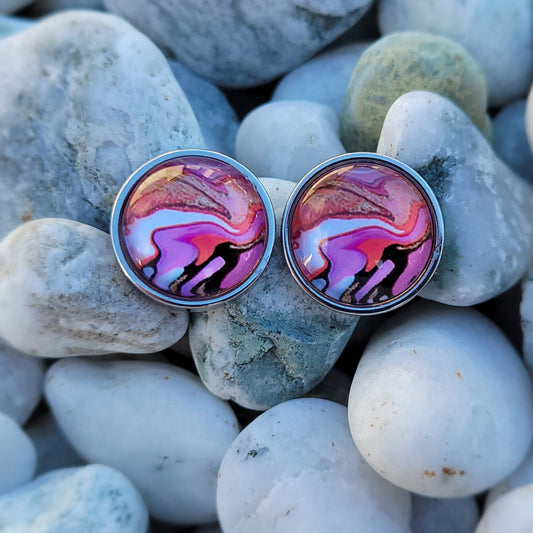 Pink Swirl Stud Earrings