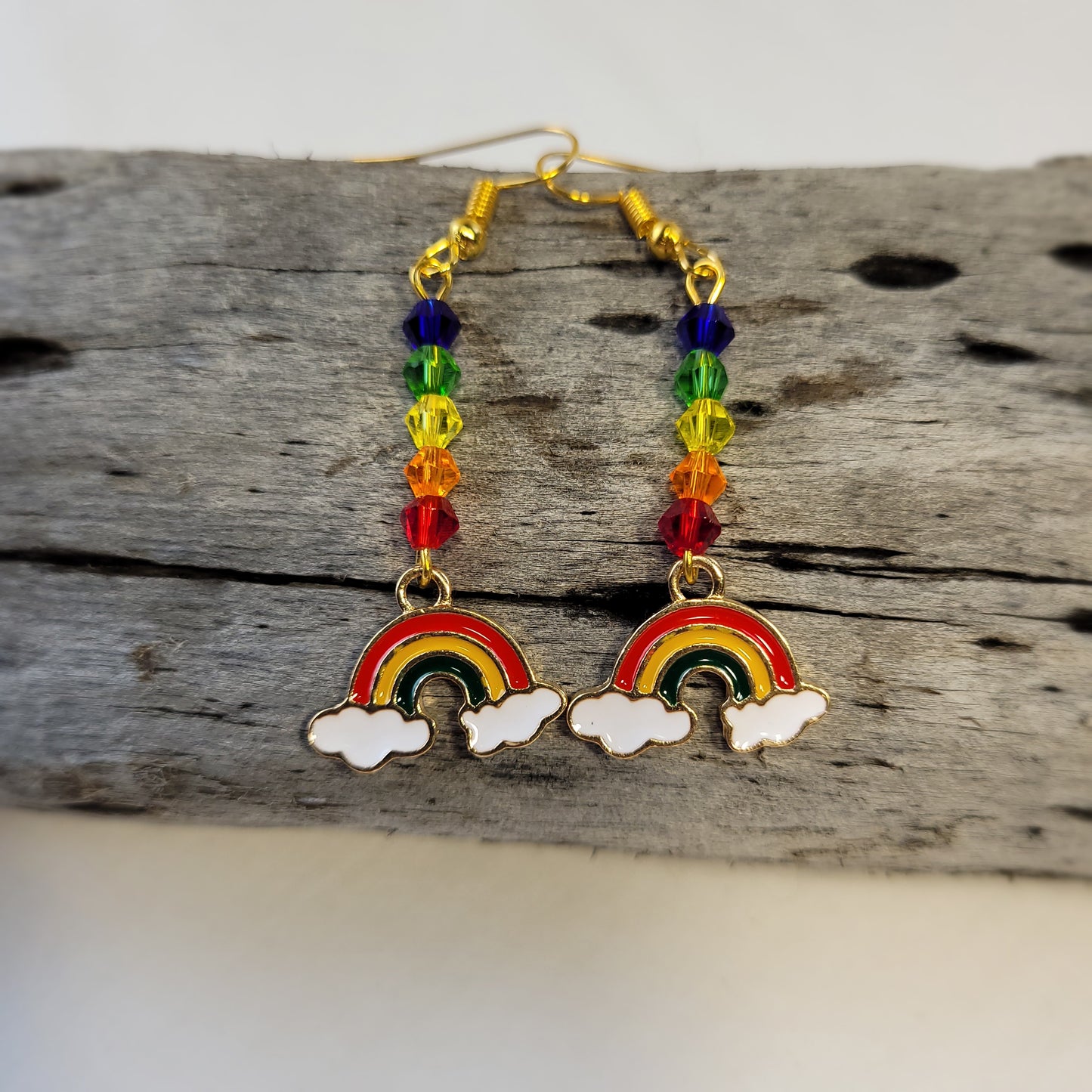 Rainbow Charm and Crystal Earrings