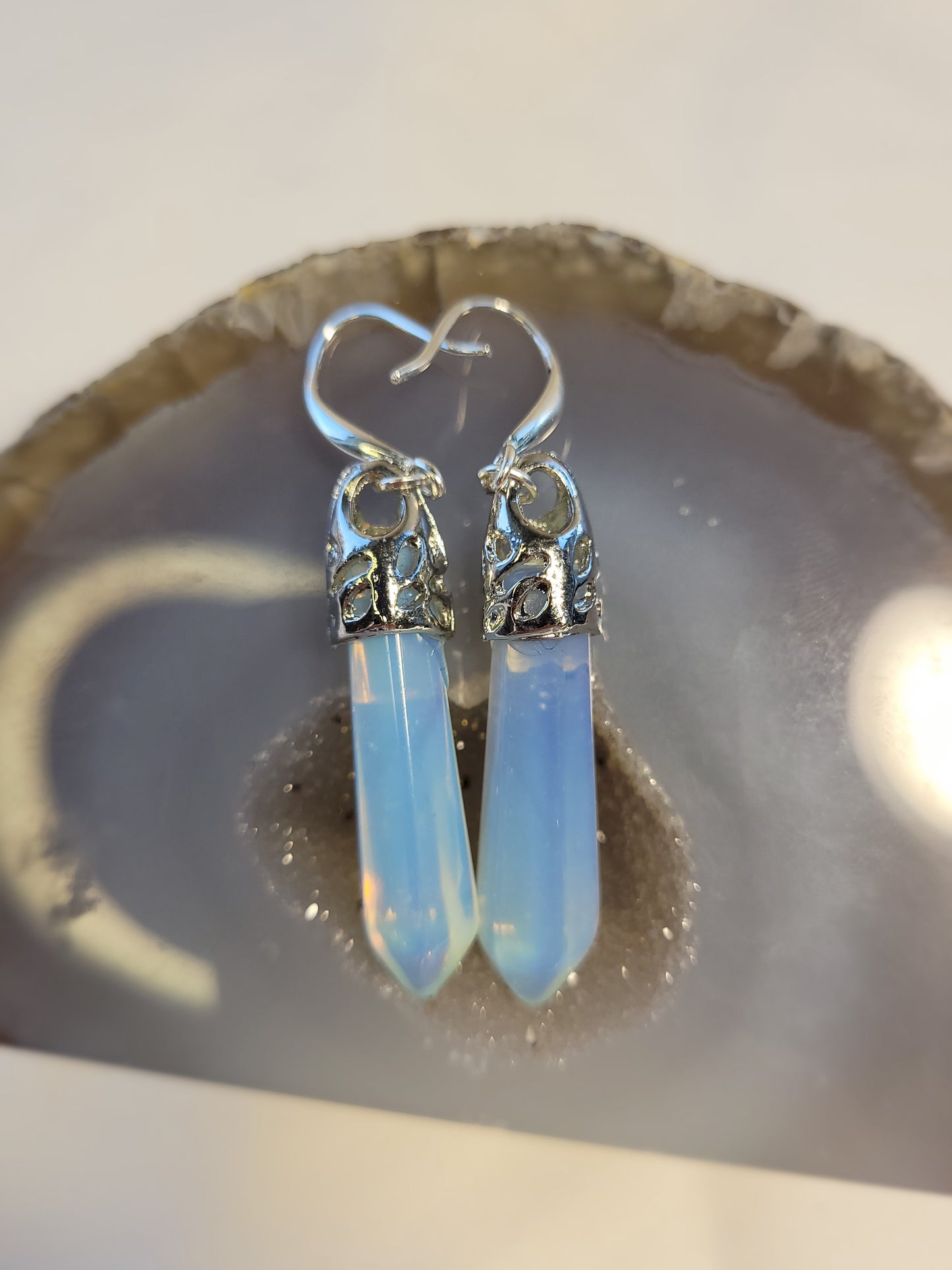 Moonstone Crystal & Silver Earrings