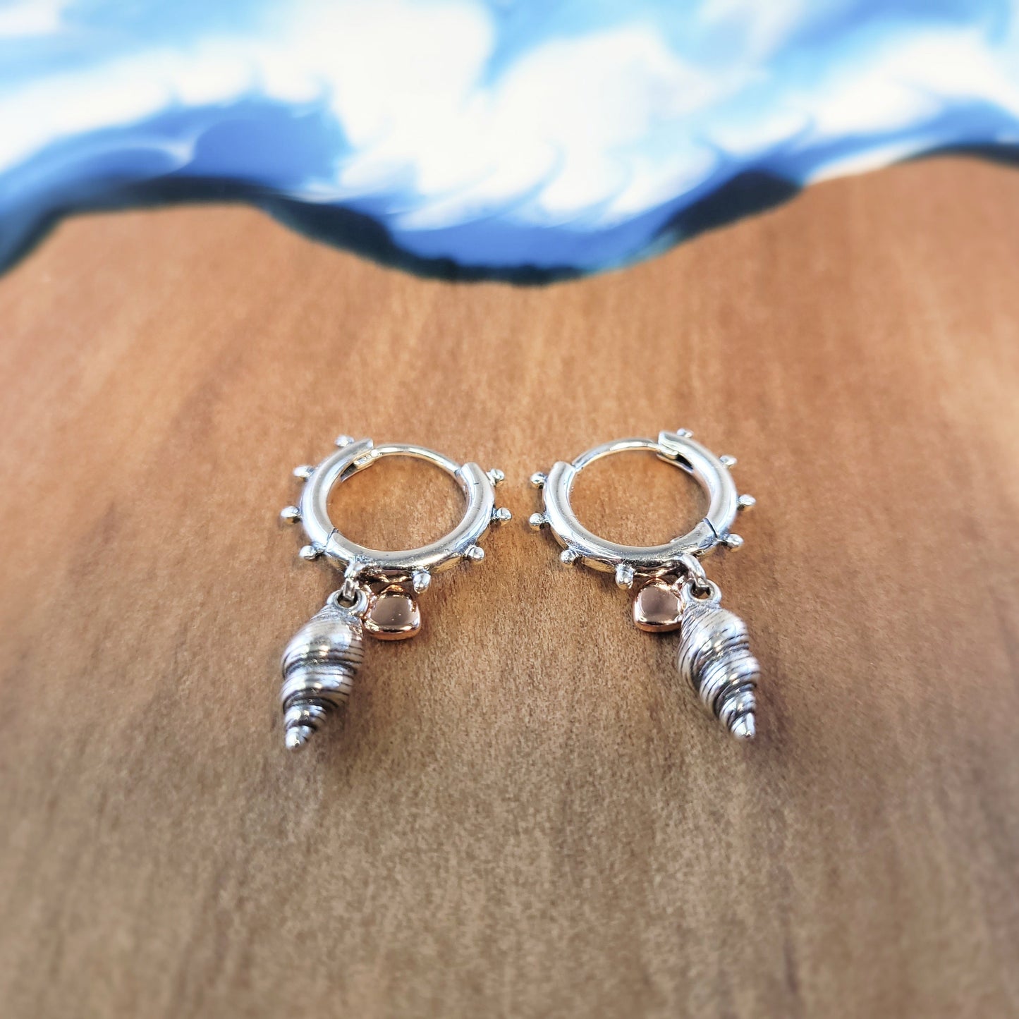 Heart & Conch Shell Hoop Earrings