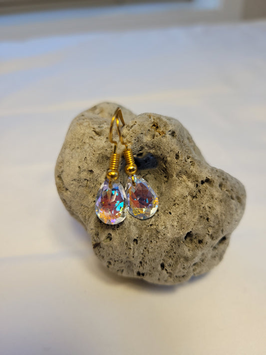 Clear Crystal & Gold Earrings