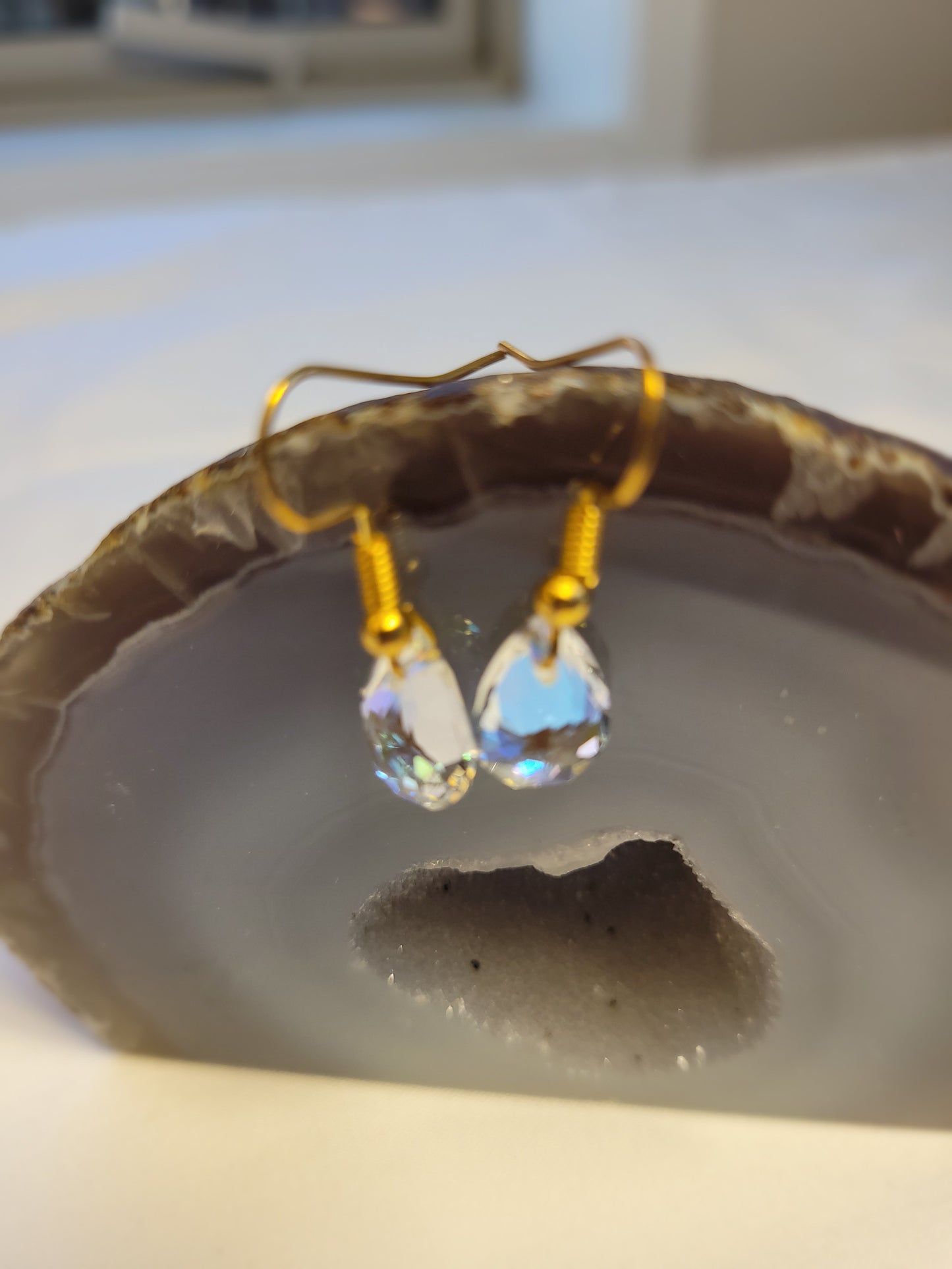 Clear Crystal & Gold Earrings