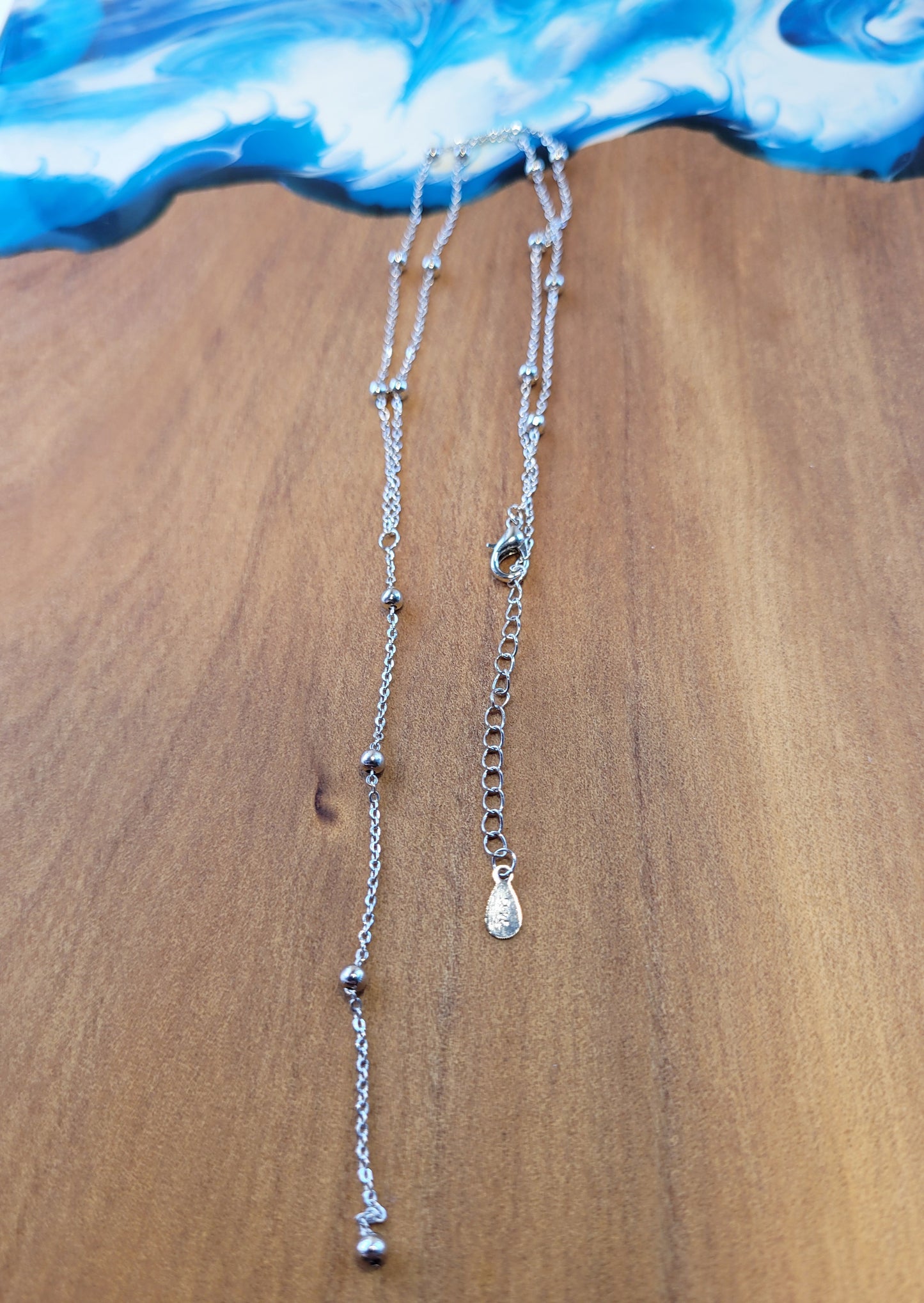 Silver Round Bead Tassel Necklace