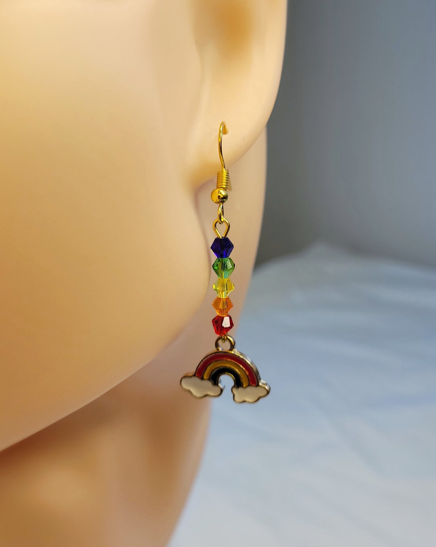 Rainbow Charm and Crystal Earrings