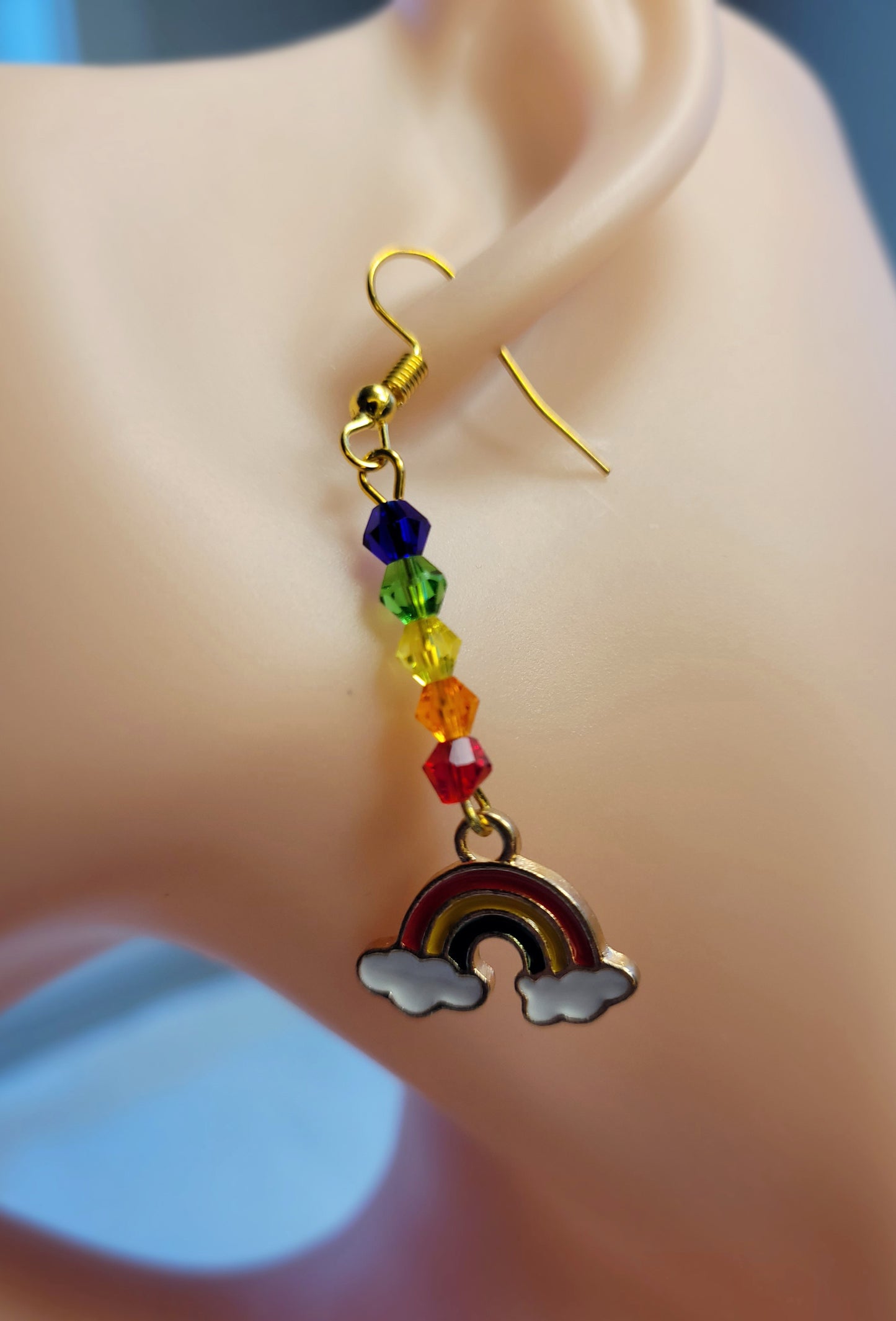 Rainbow Charm and Crystal Earrings