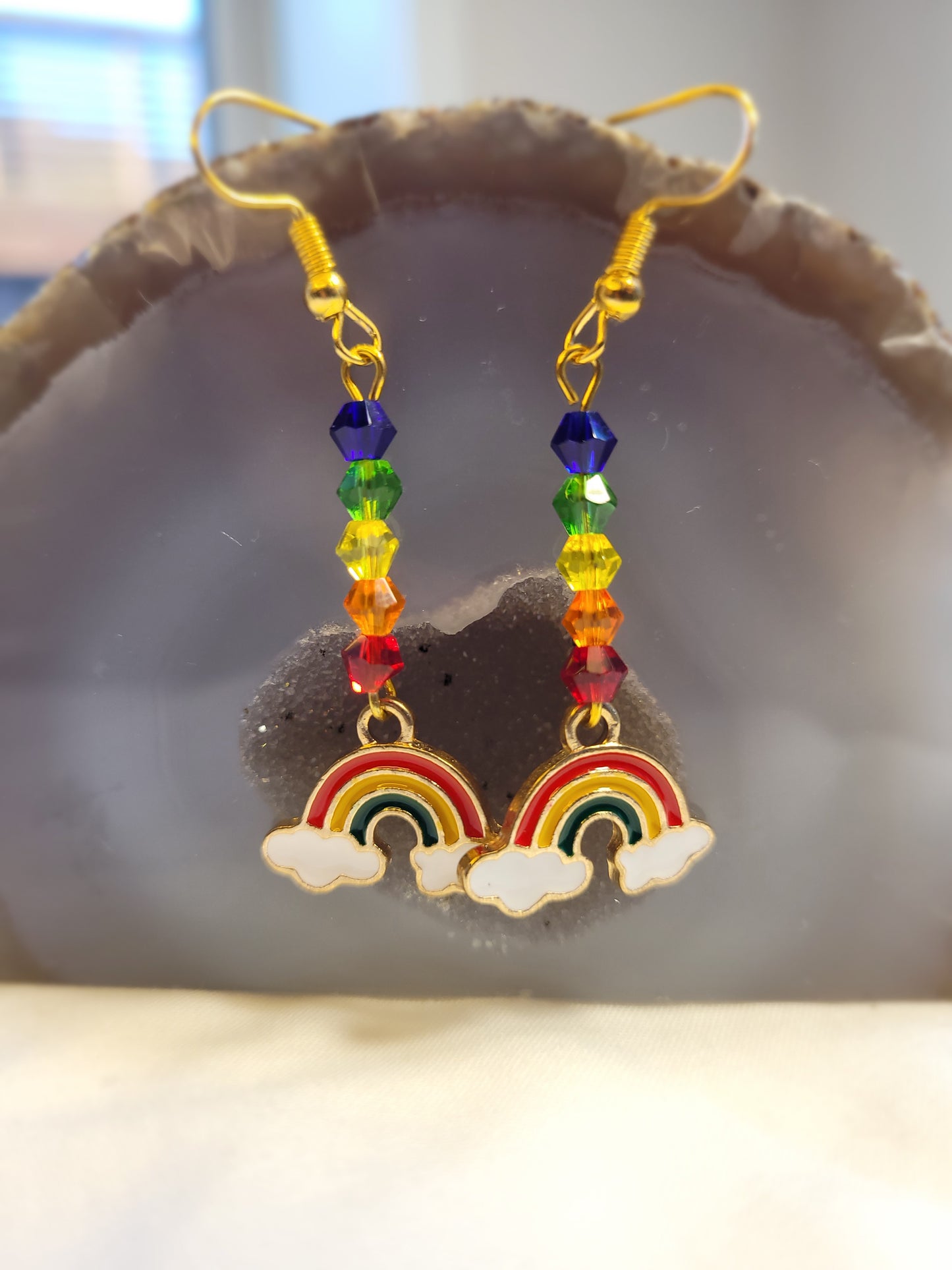 Rainbow Charm and Crystal Earrings