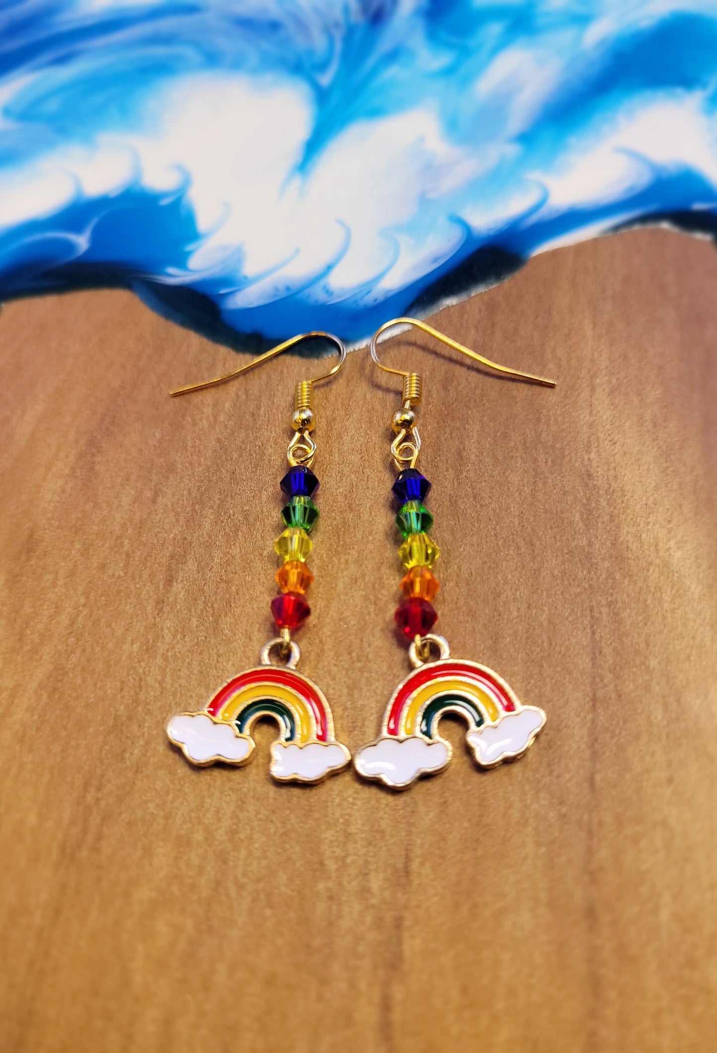 Rainbow Charm and Crystal Earrings