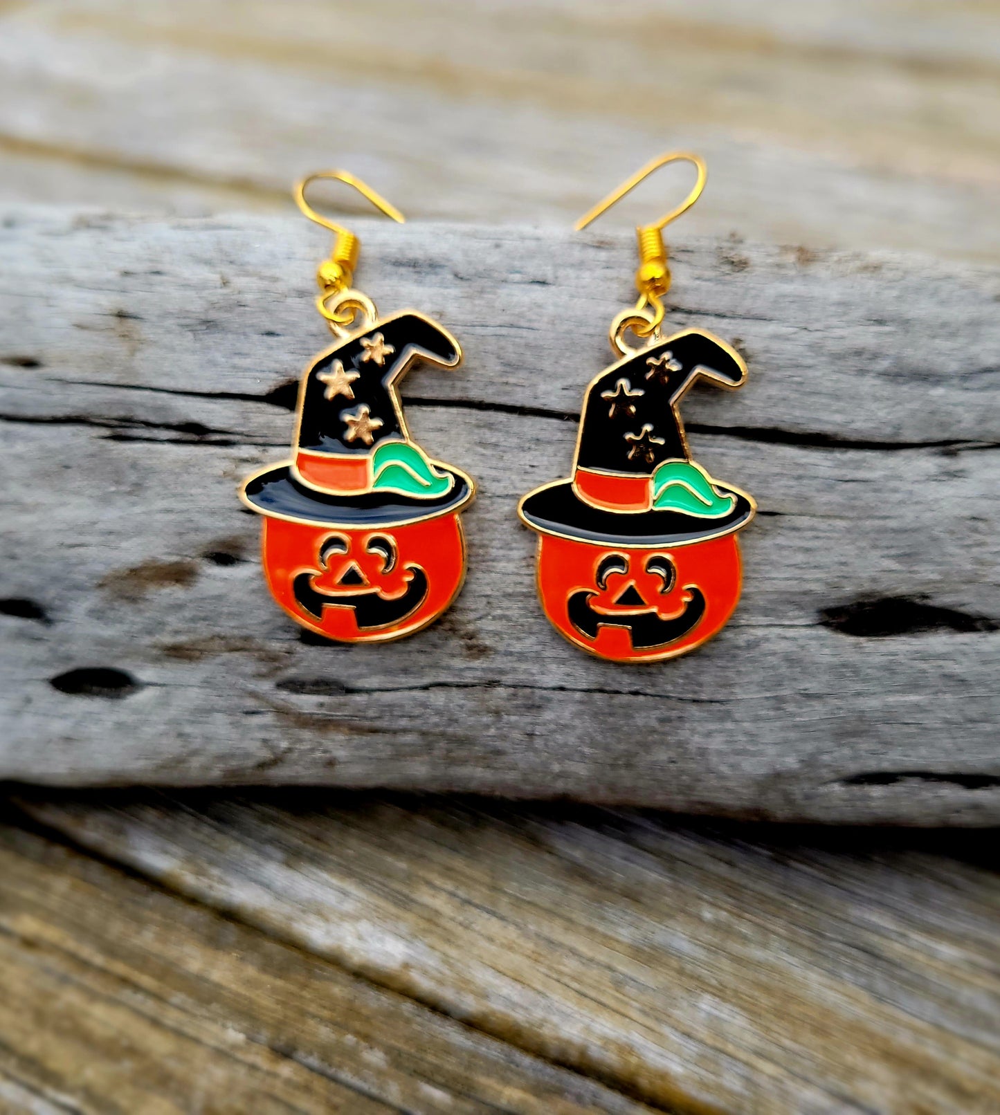 Halloween Earrings - Various Designs: Red witches hat,  Orange Pumpkin,  WHITE Ghost,  Pumpkin with black hat