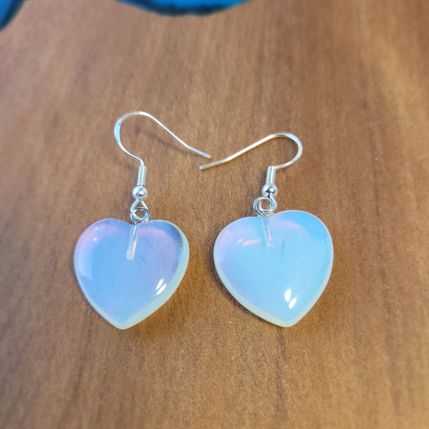 Moonstone Heart Crystal & Silver Earrings