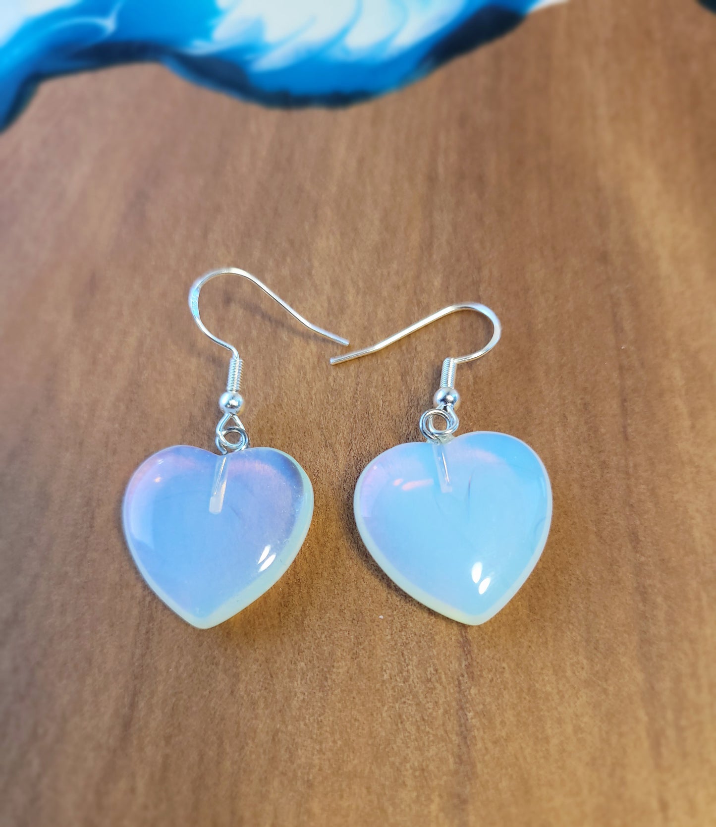 Moonstone Heart Crystal & Silver Earrings