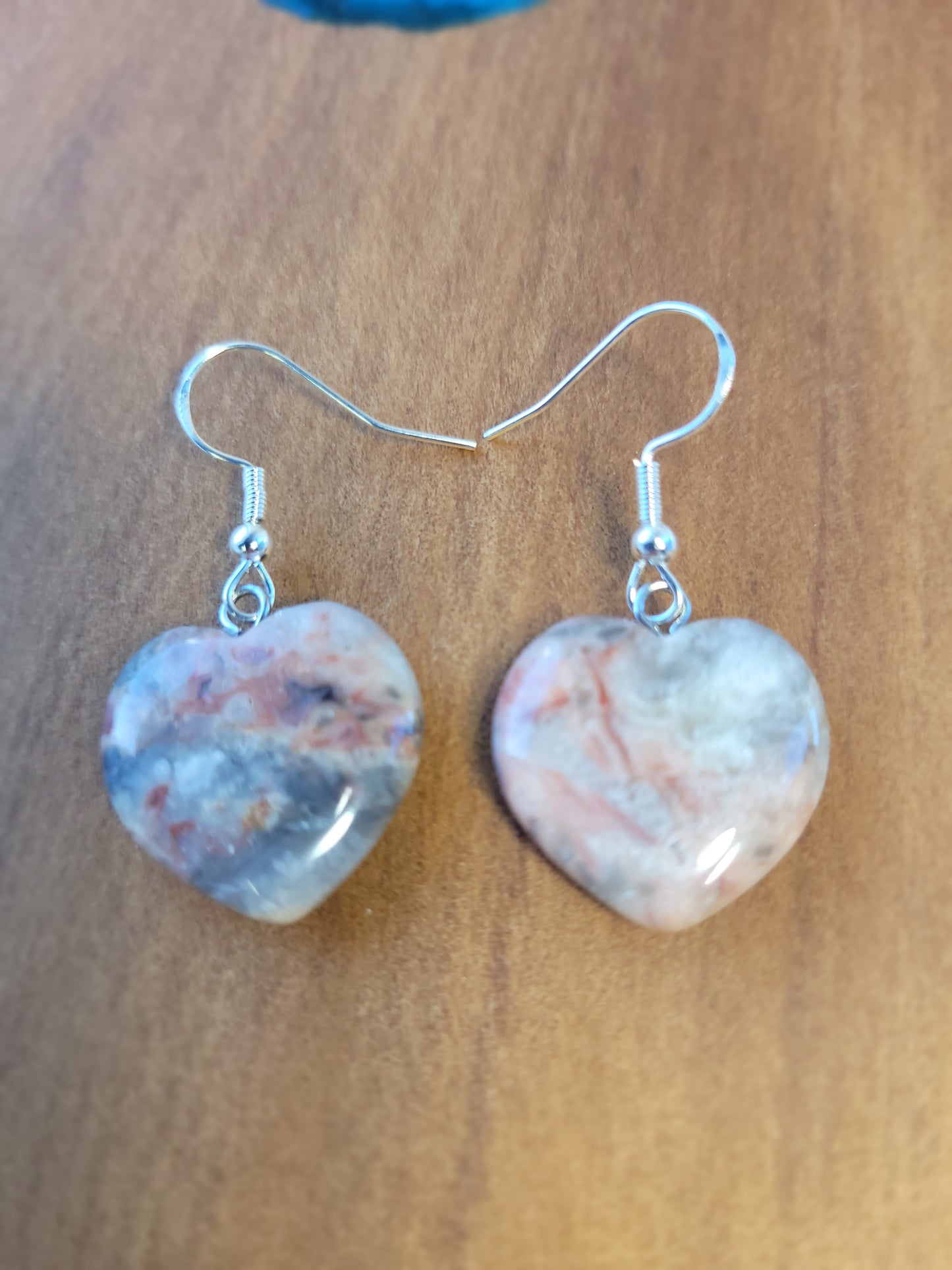 Rosetta Agate Heart Crystal & Silver Earrings