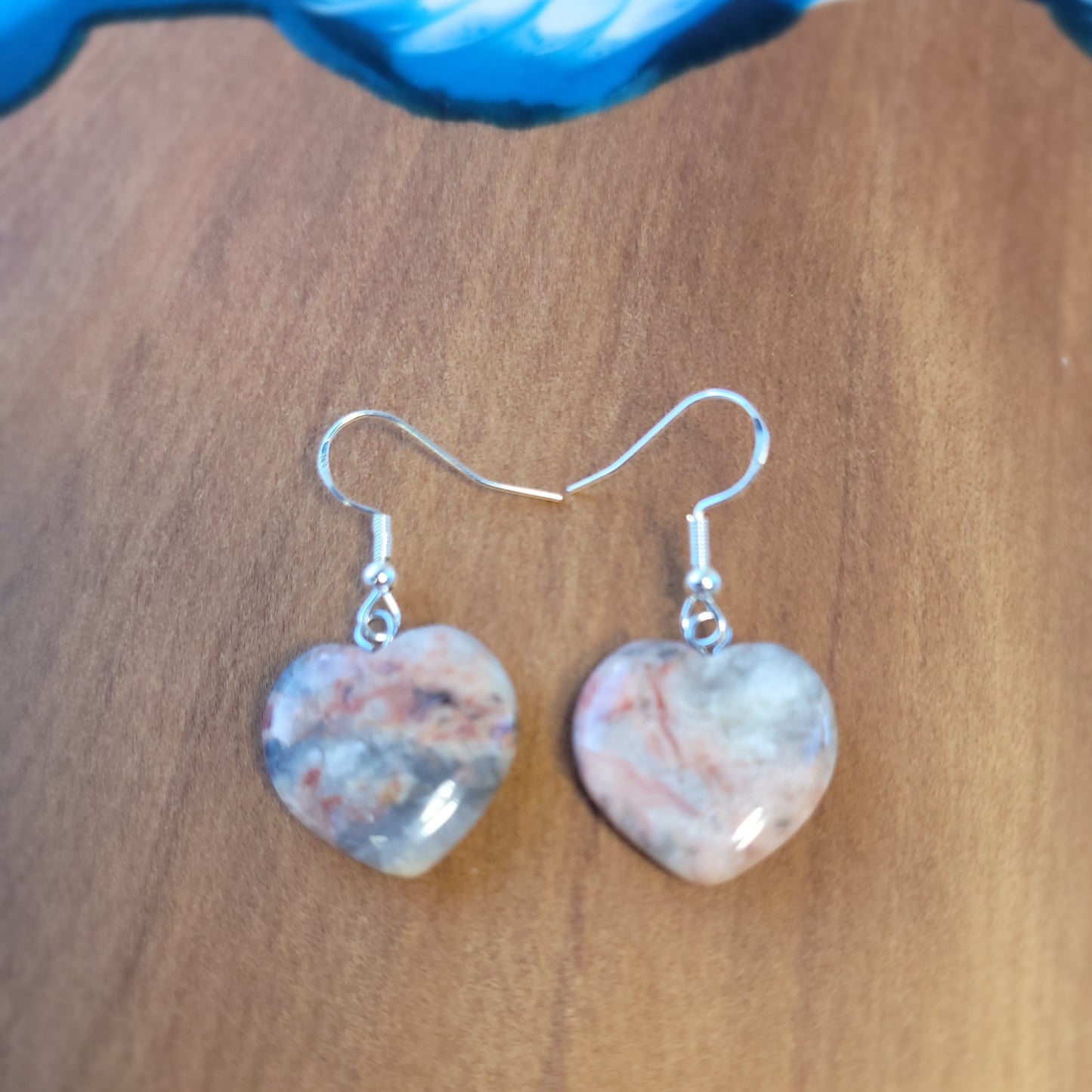 Rosetta Agate Heart Crystal & Silver Earrings