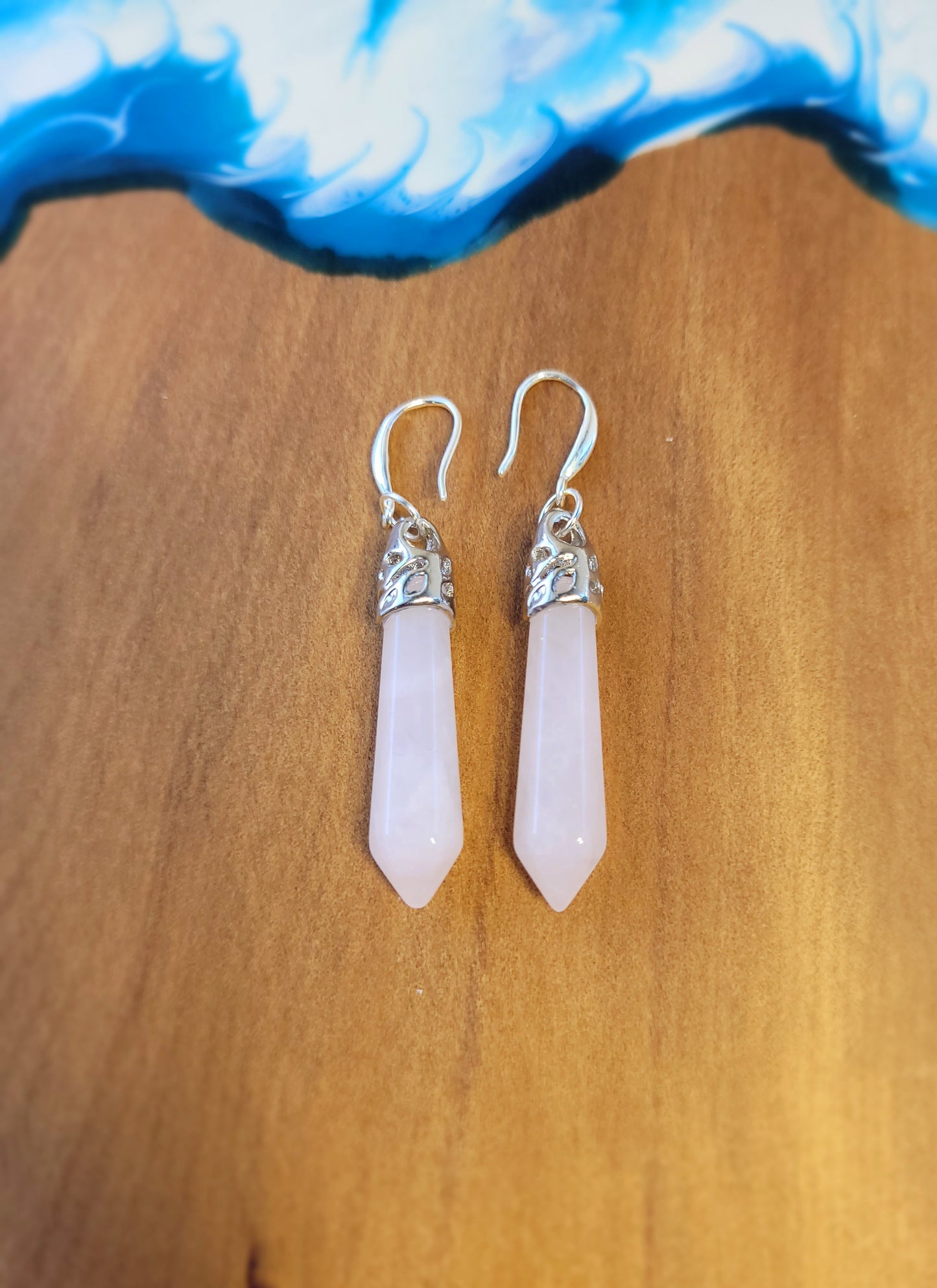 Rose Quartz Crystal & Silver Earrings