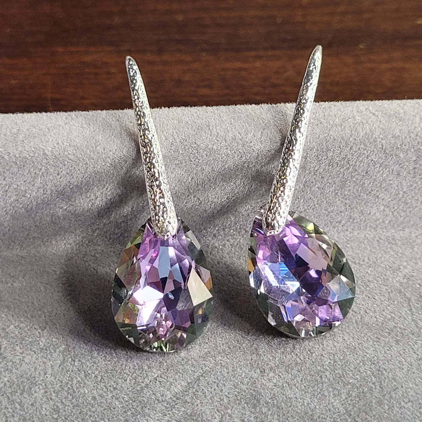 Purple Crystal & Silver Earrings