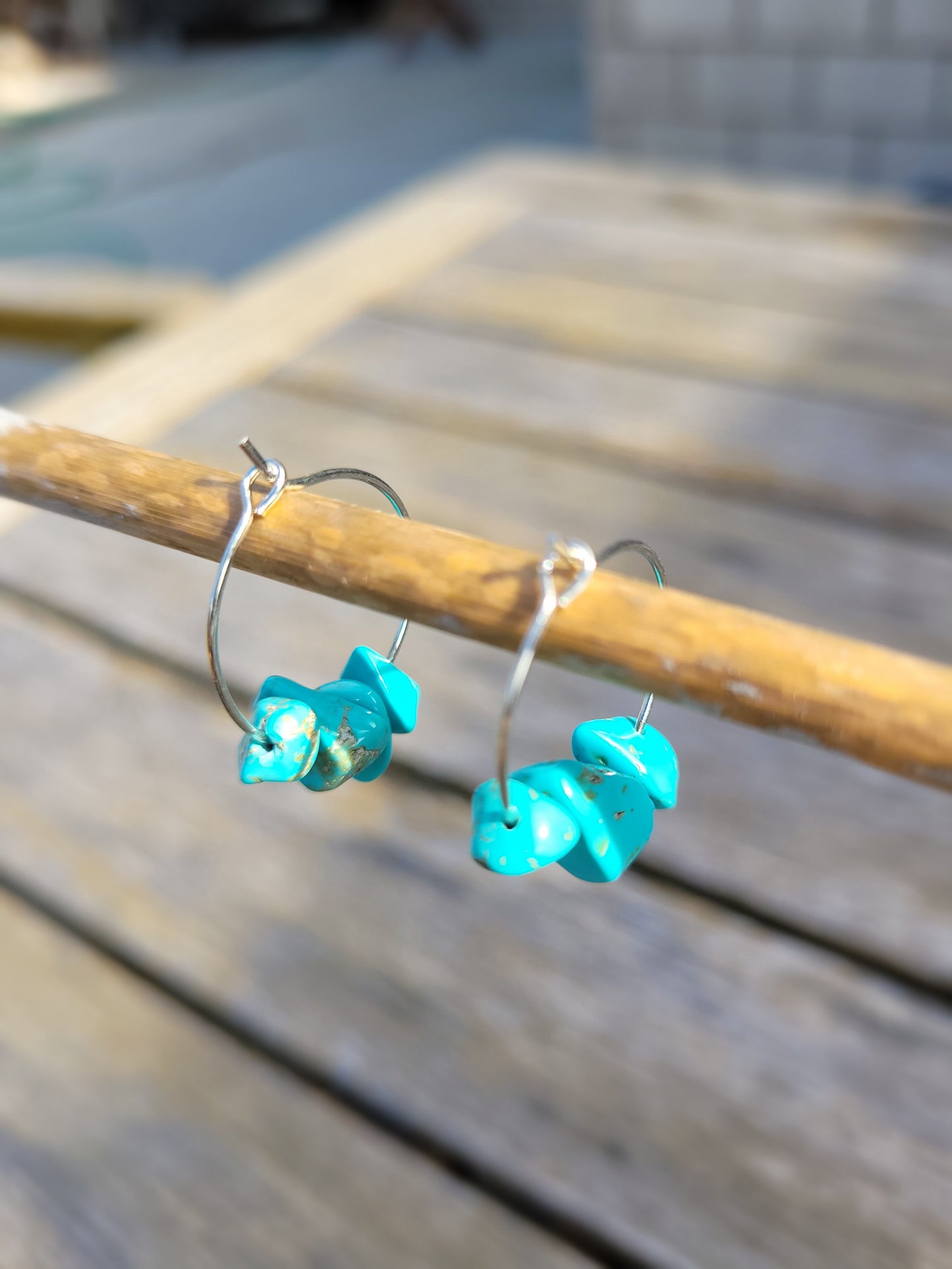 Turquoise Chip Hoop Earrings