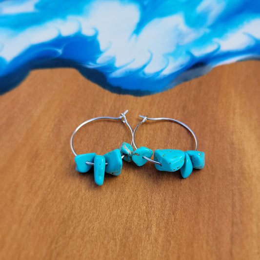 Turquoise Chip Hoop Earrings