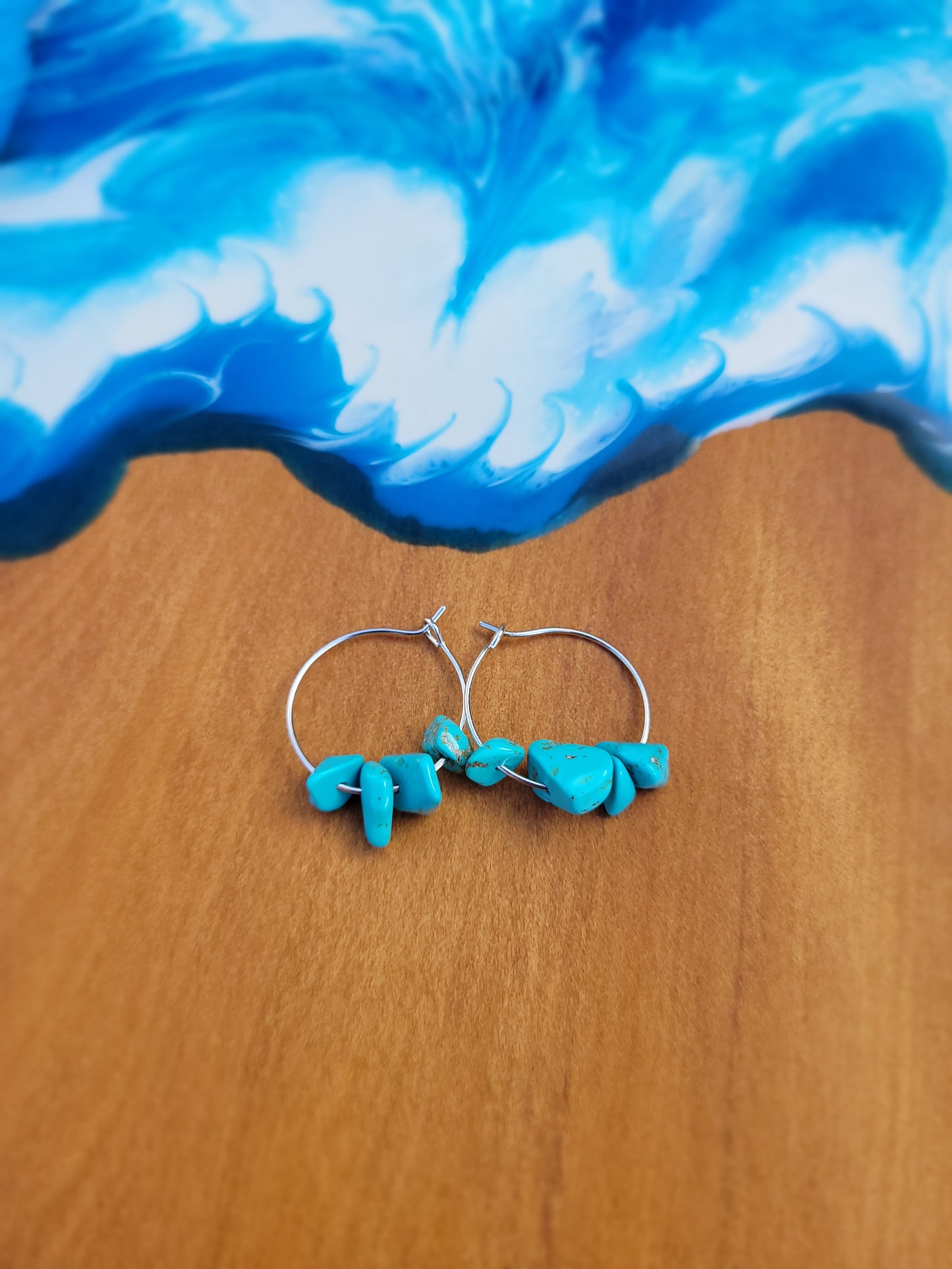 Turquoise Chip Hoop Earrings