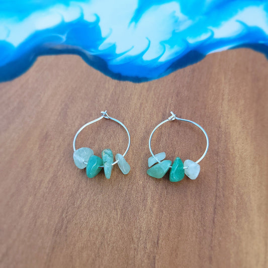 Green Aventurine Hoop Earrings