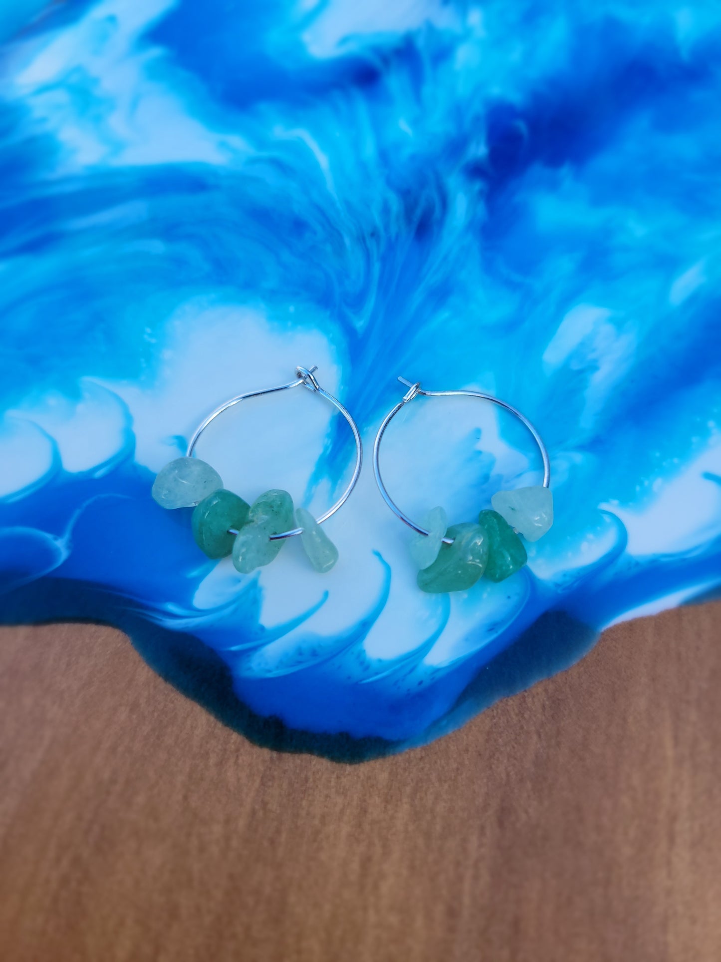 Green Aventurine Hoop Earrings