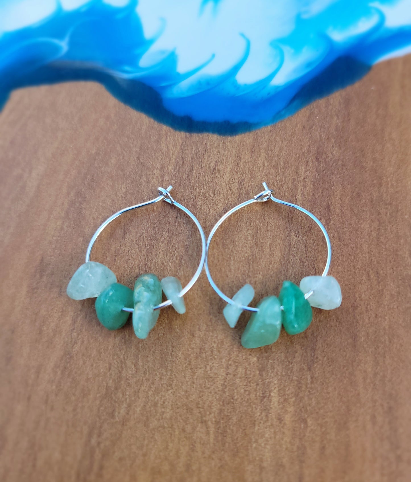 Green Aventurine Hoop Earrings