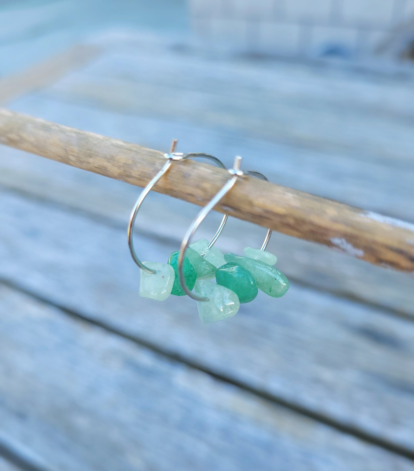 Green Aventurine Hoop Earrings