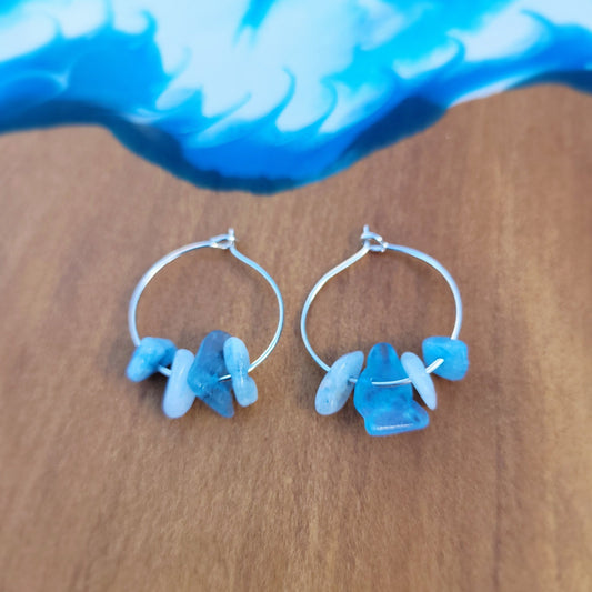 Aquamarine Hoop Earrings