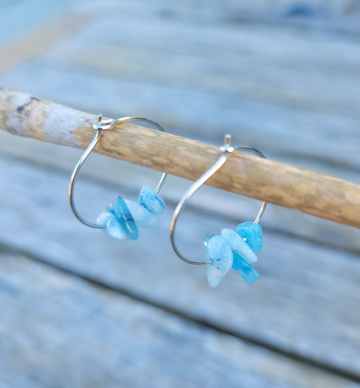 Aquamarine Hoop Earrings