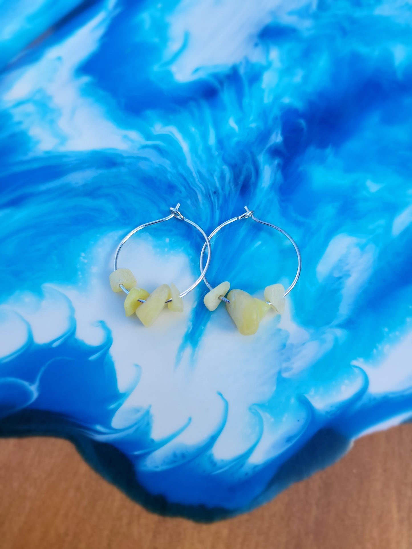 Yellow Calcite Hoop Earrings