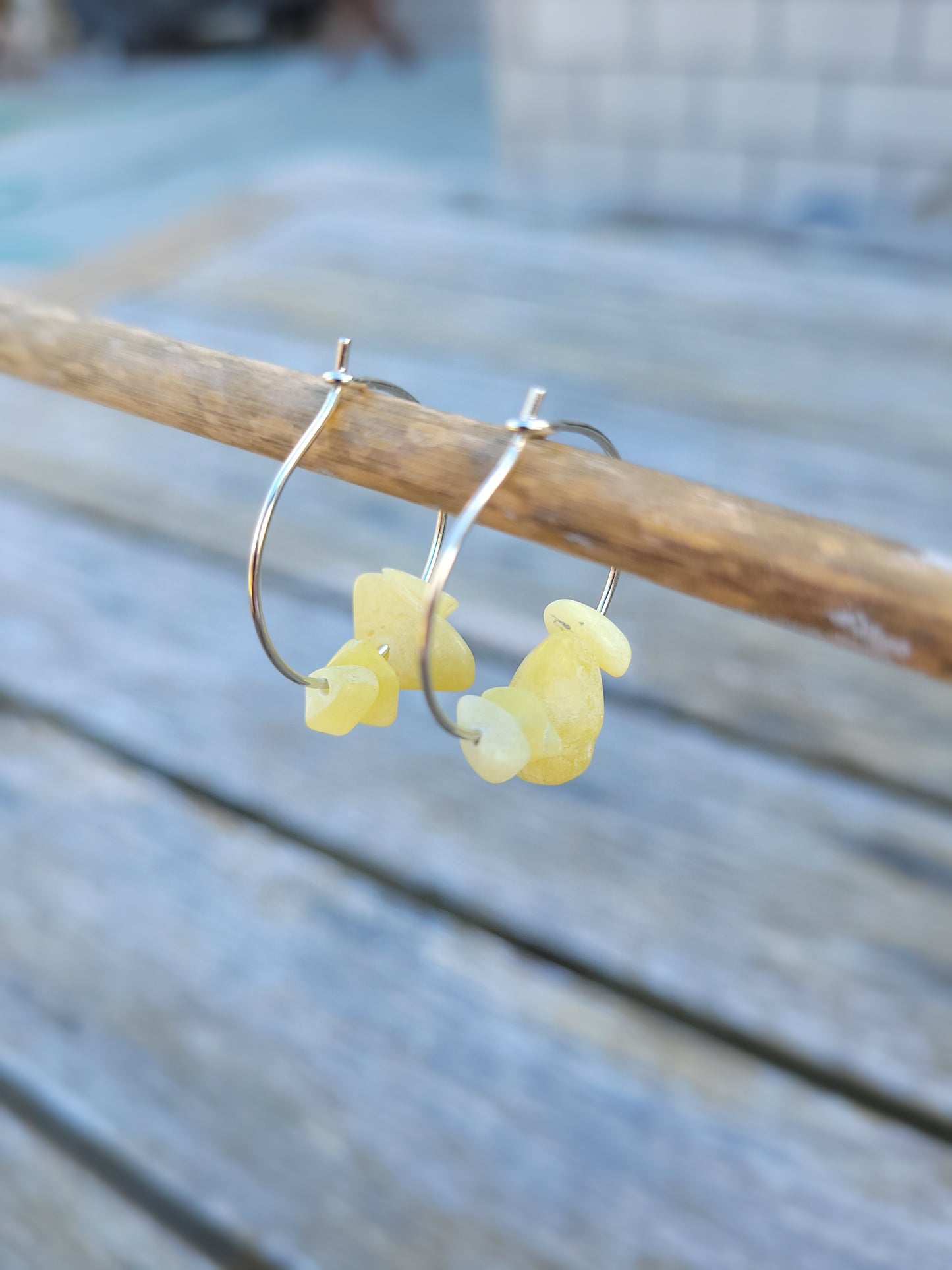 Yellow Calcite Hoop Earrings