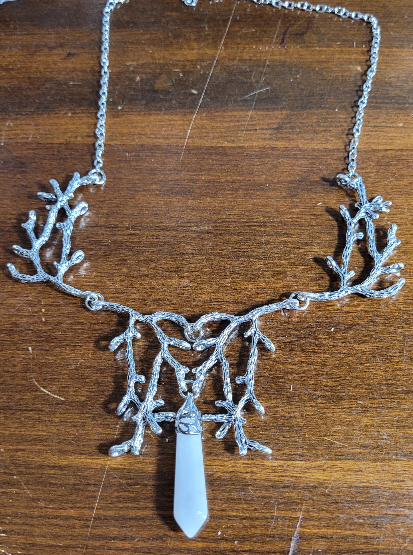 White Crystal Branches Necklace