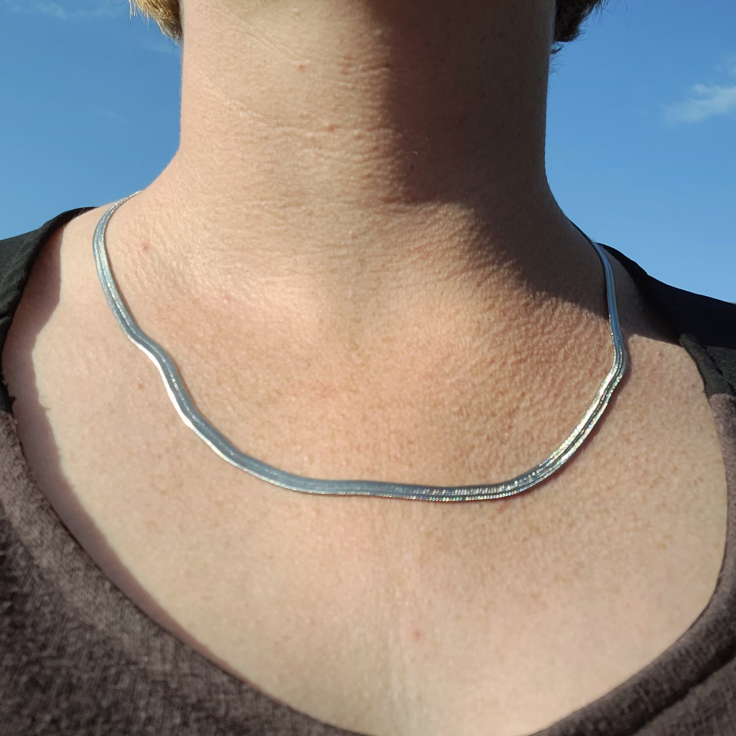 Silver snake chain necklace