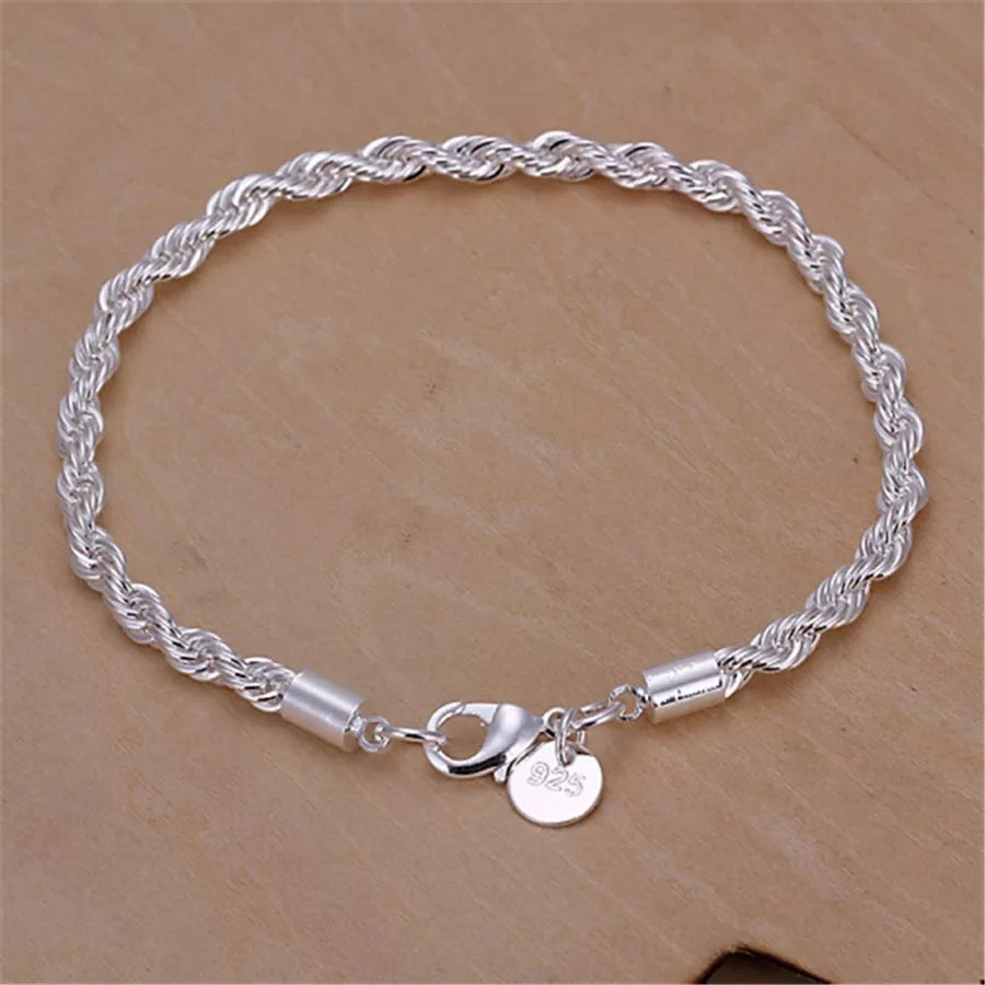 Sterling Silver Chain Bracelet and Necklace Set