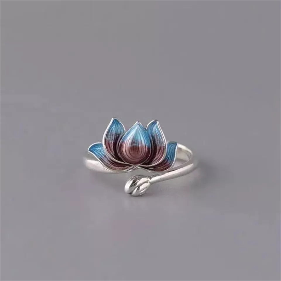 Blue Lotus Flower Ring