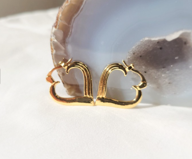 Gold Heart Hoop Earrings