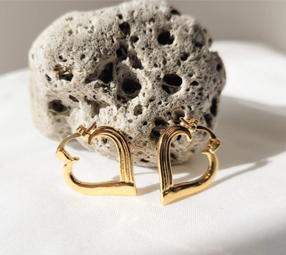 Gold Heart Hoop Earrings