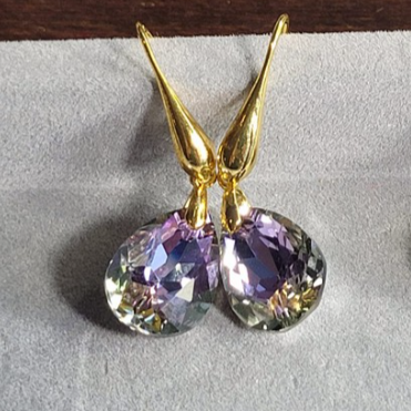 Purple Crystal & Gold Earrings